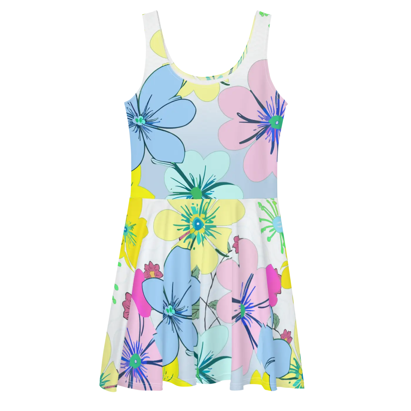 Floral Skater Dress – Eco-friendly Party Style - Dipaliz