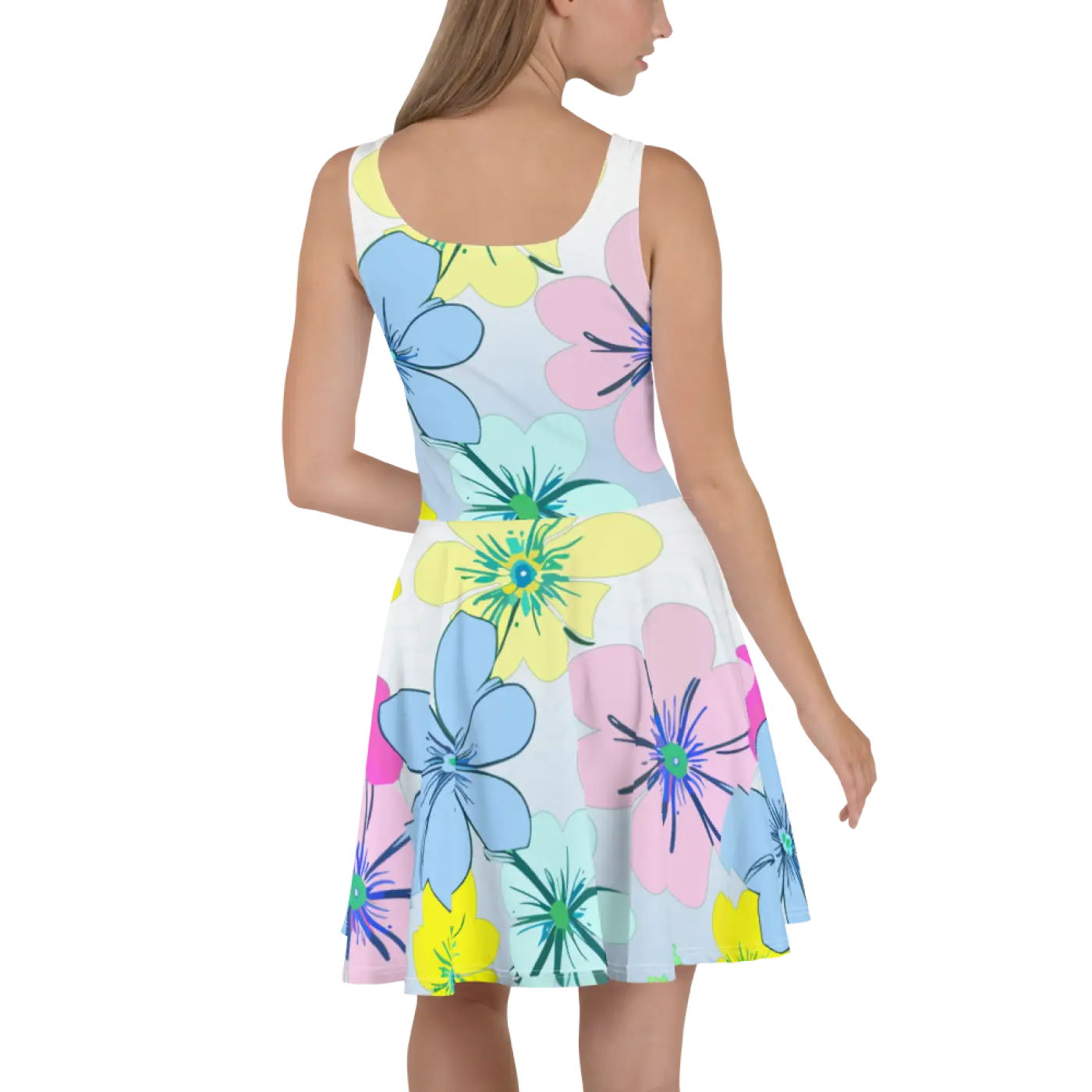 Floral Skater Dress – Eco-friendly Party Style - Dipaliz