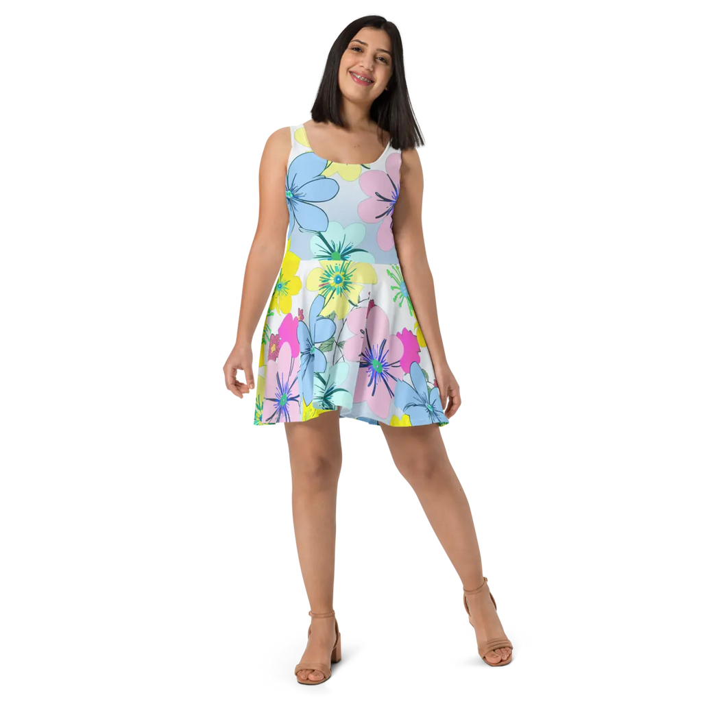 Floral Skater Dress – Eco-friendly Party Style - Dipaliz