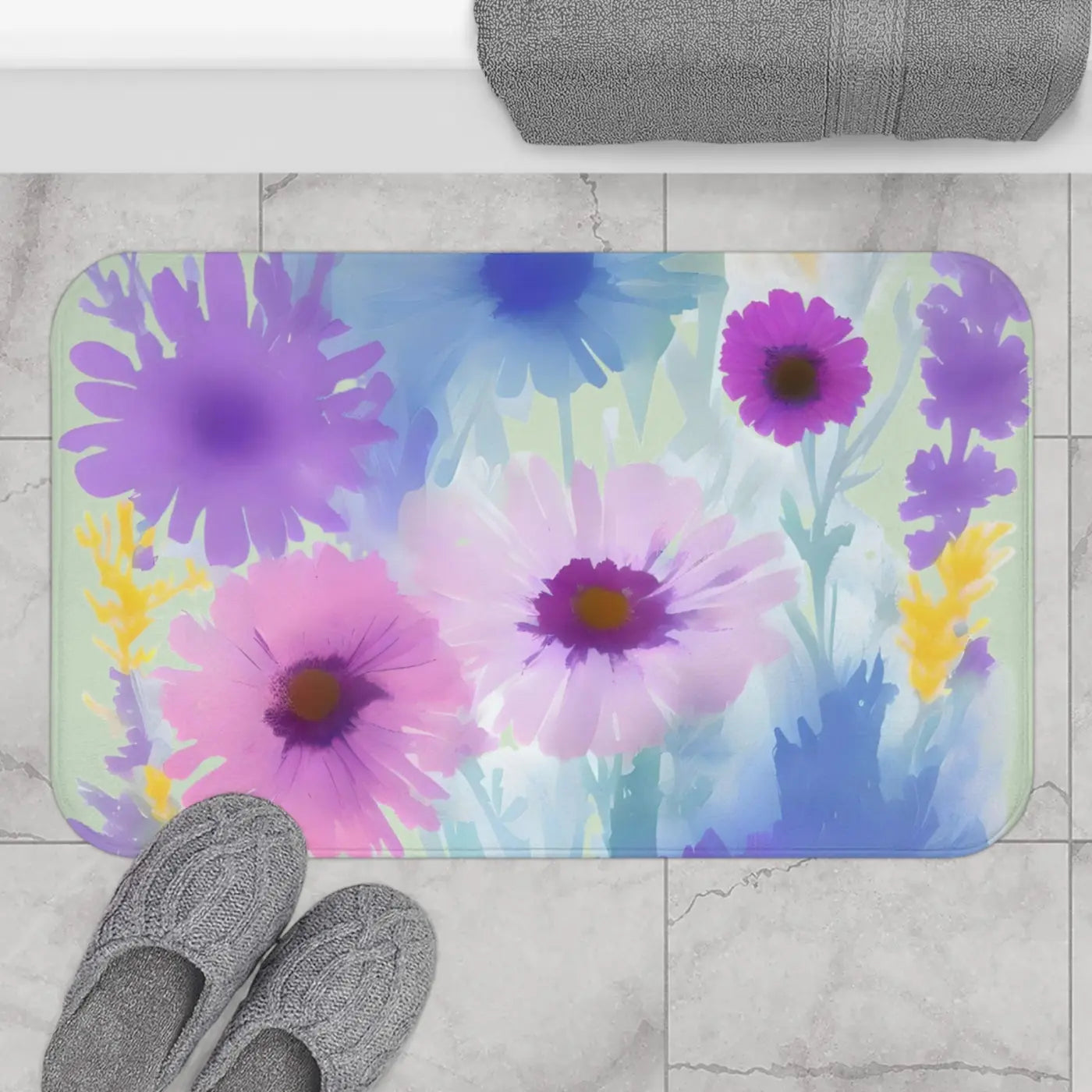 Pastel Flowers Bath Mat – Eco-friendly Gift - Dipaliz