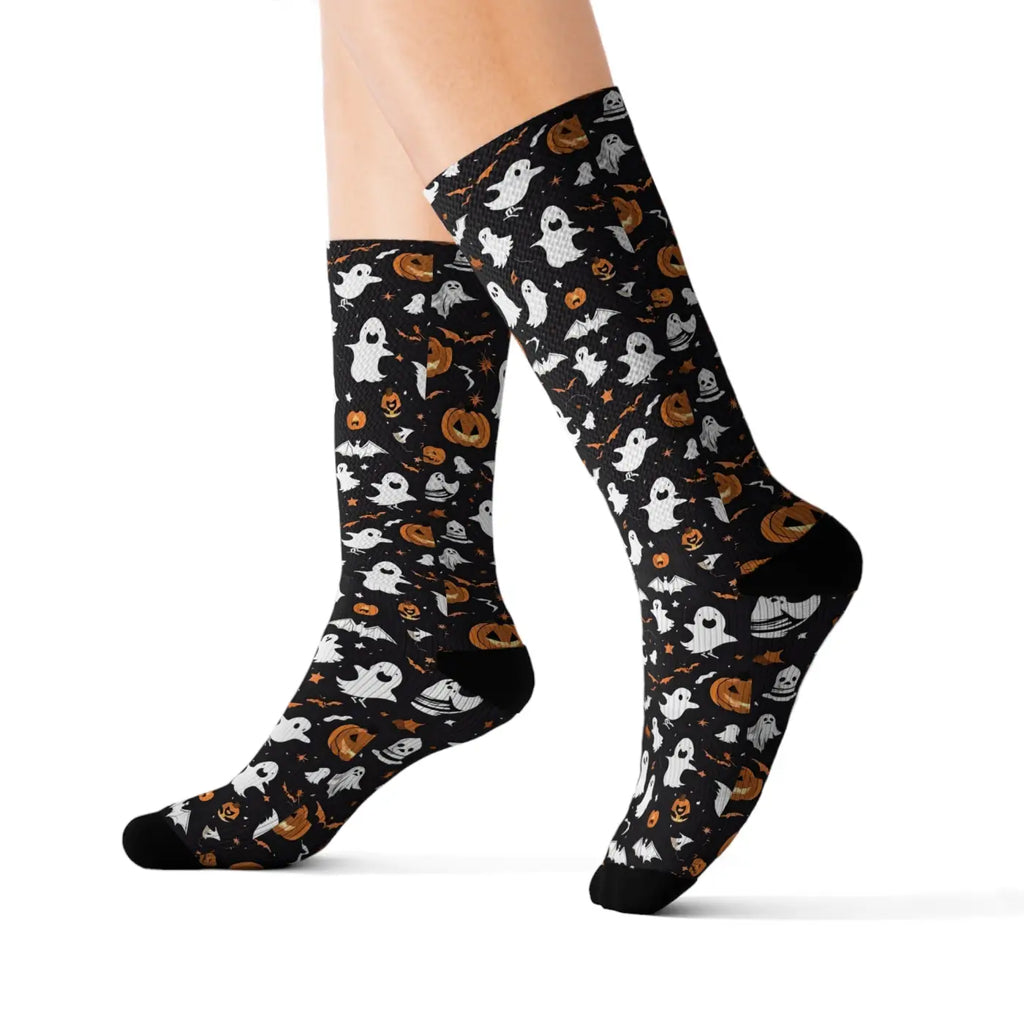 Ghosts Pumpkin Sublimation Socks – Eco-friendly - Dipaliz