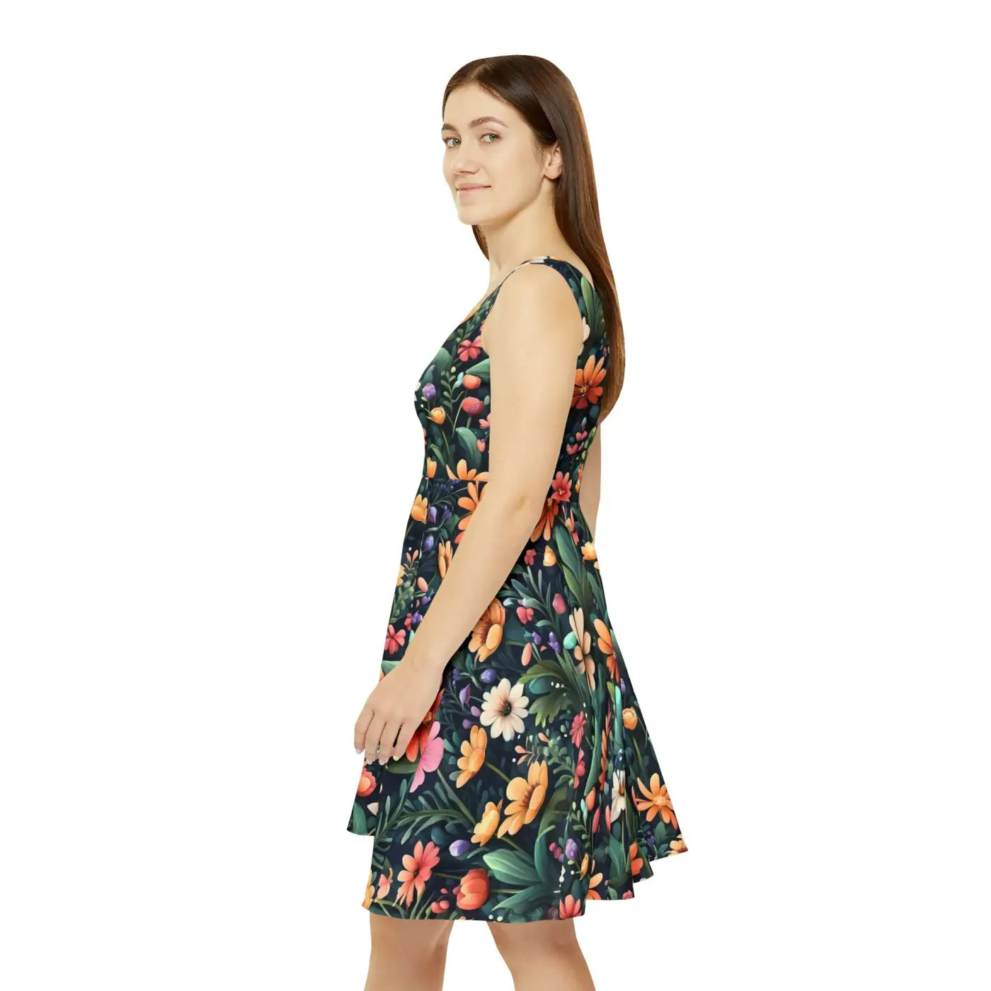 Large Flowers Skater Dress – Eco Friendly – Dipaliz