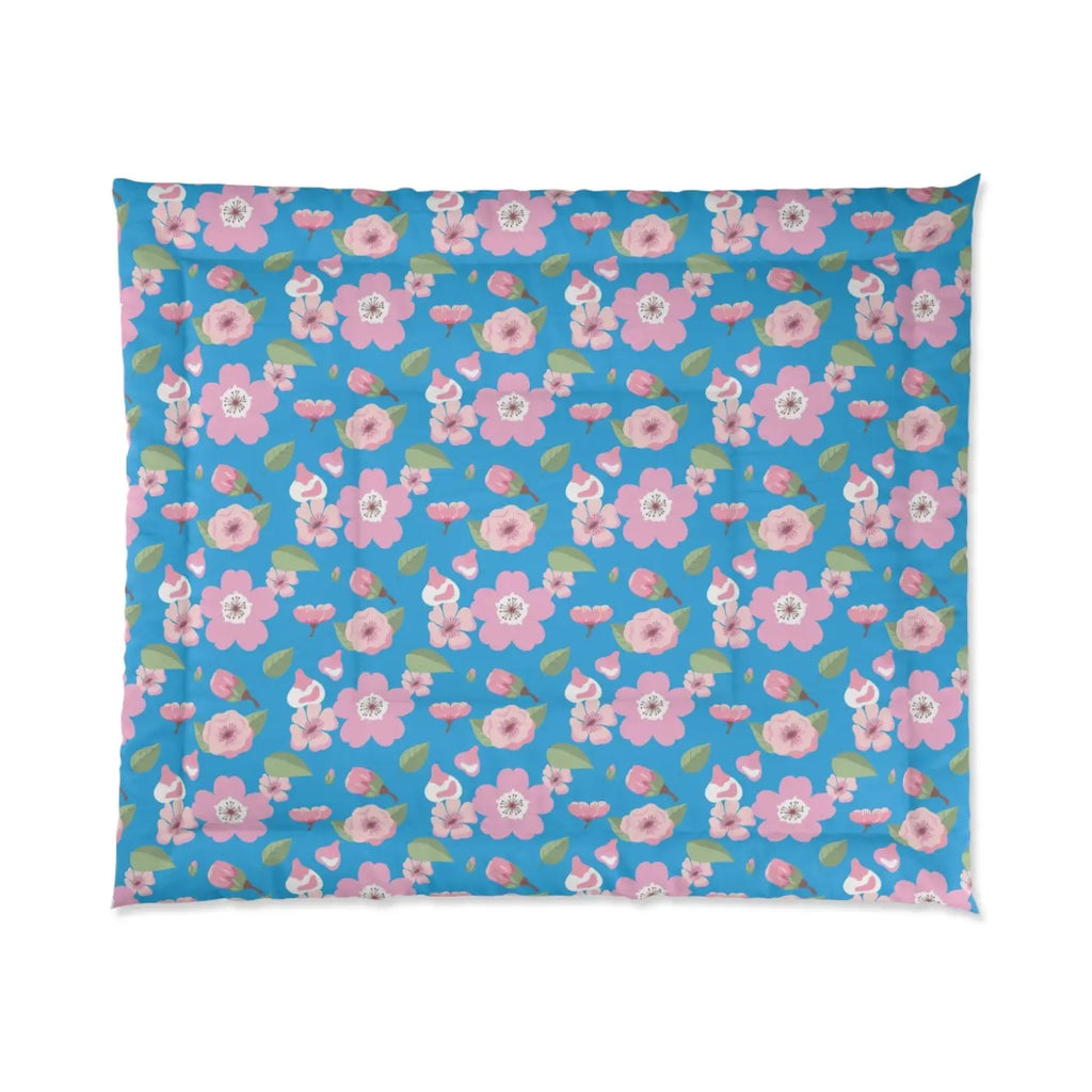Pink Flora Comforter Blue Print Eco-friendly - Dipaliz