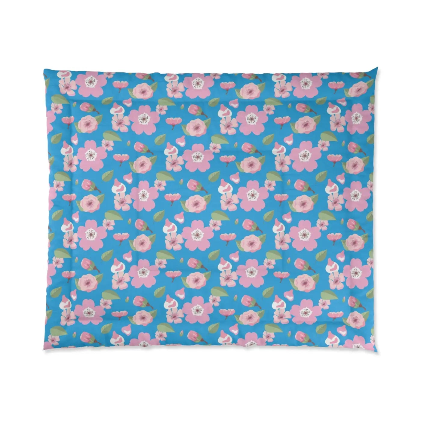 Pink Flora Comforter Blue Print Eco-friendly - Dipaliz