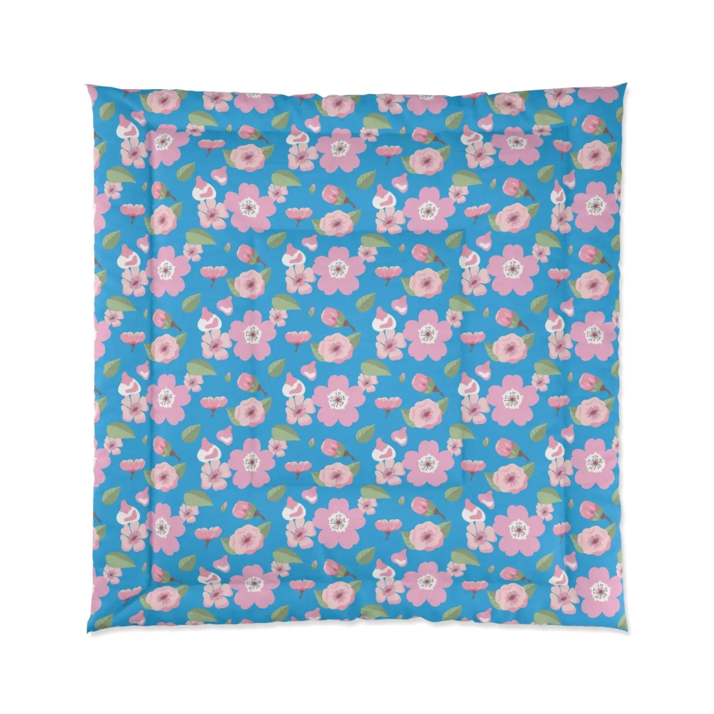 Pink Flora Comforter Blue Print Eco-friendly - Dipaliz