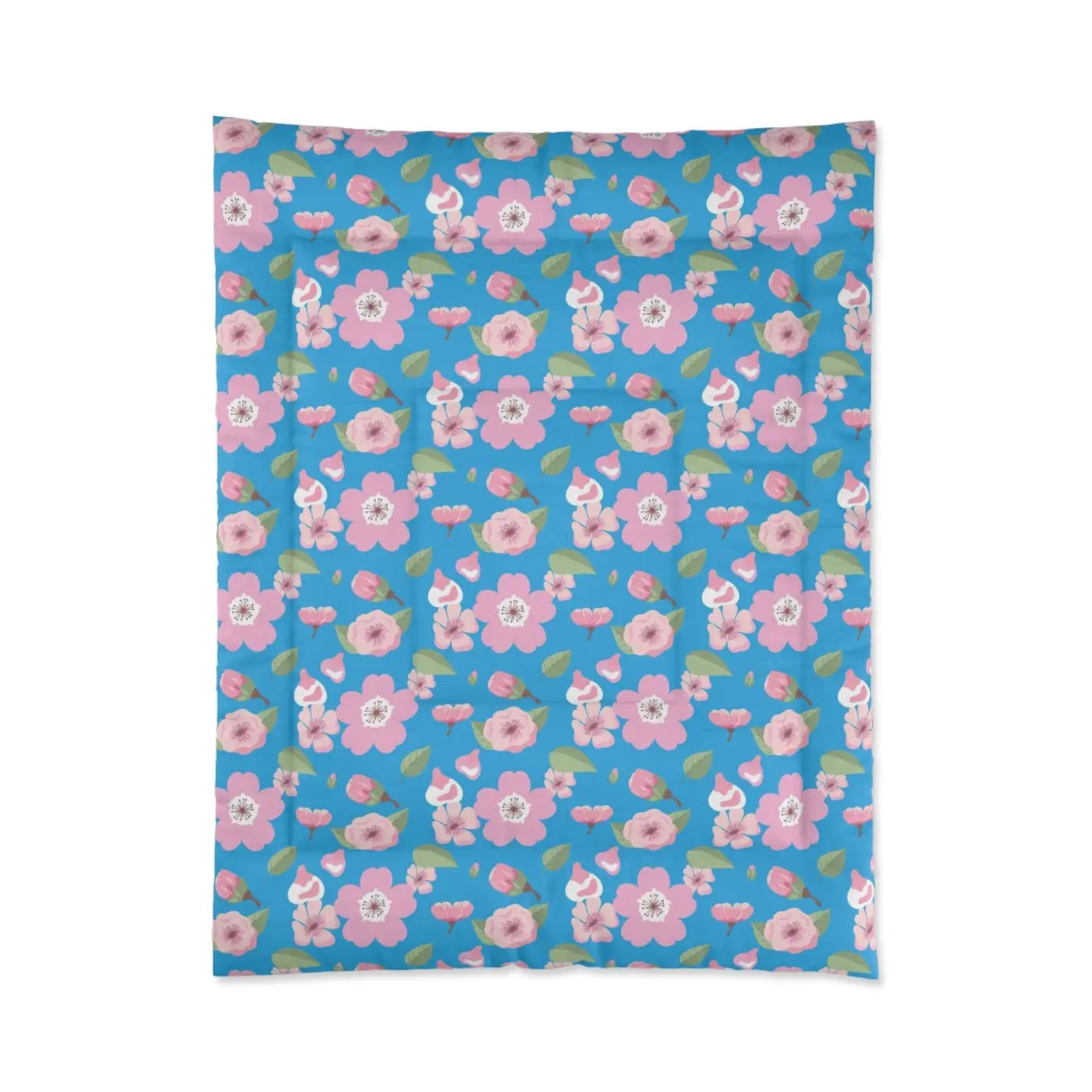 Pink Flora Comforter Blue Print Eco-friendly - Dipaliz