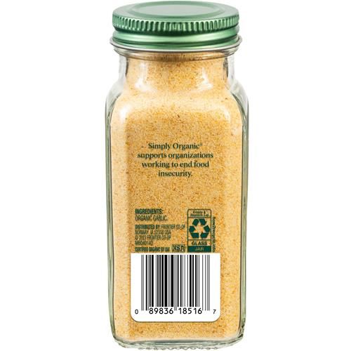 Simply Organic Garlic Powder, 3.64-Ounce Jar, Pure A-Grade Organic Garlic, Dried & Ground, Kosher, No Eto, Non Gmo