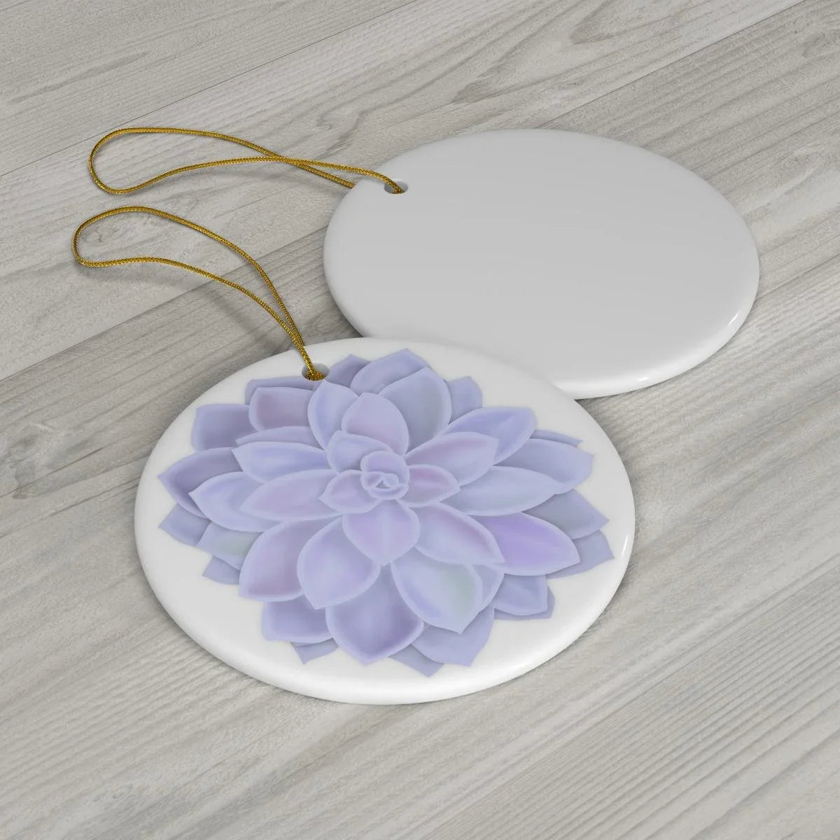 Echeveria Violet Queen Succulent Ceramic Ornament – Rosette Holiday Decor