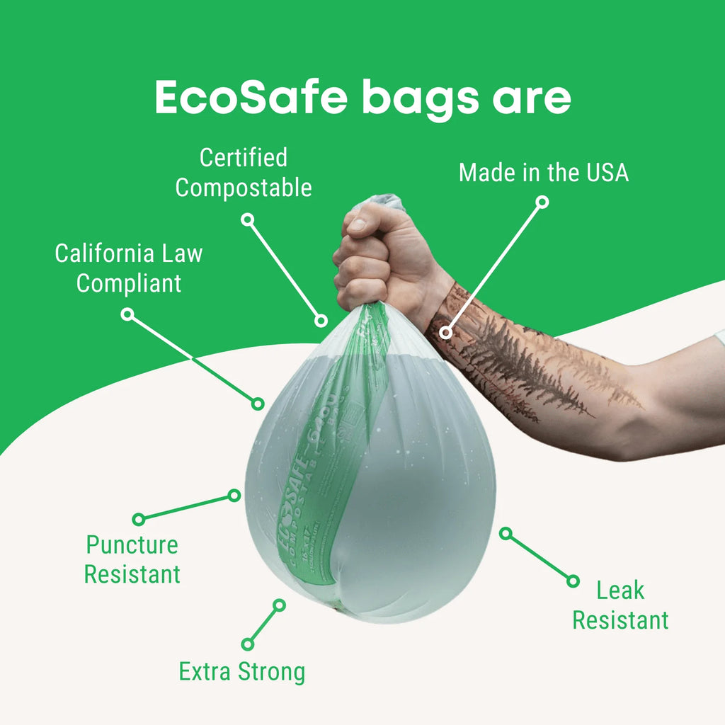 EcoSafe 8 Gal Compostable Bags - 21X25 (4-Roll Pack, QTY:48)