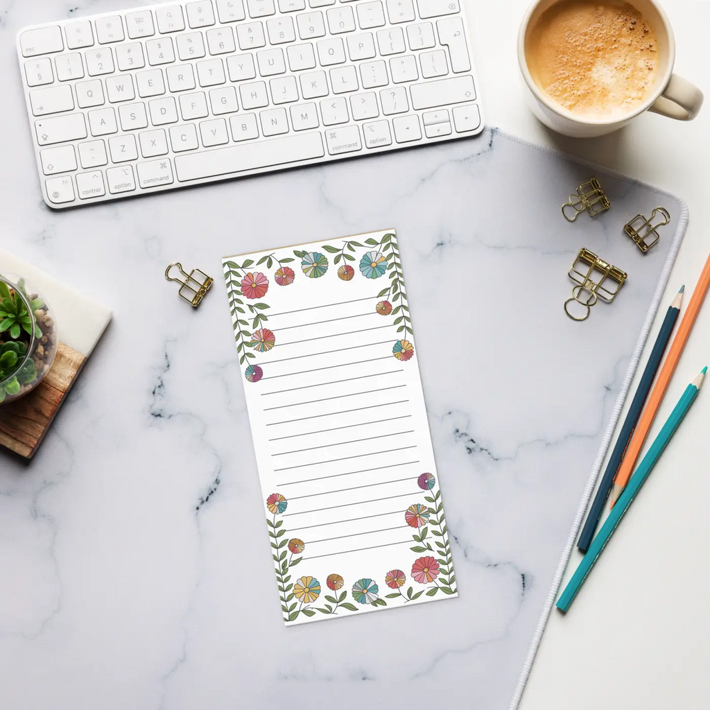 Floral Style Notepad – Eco Friendly 6x8 Office - Dipaliz