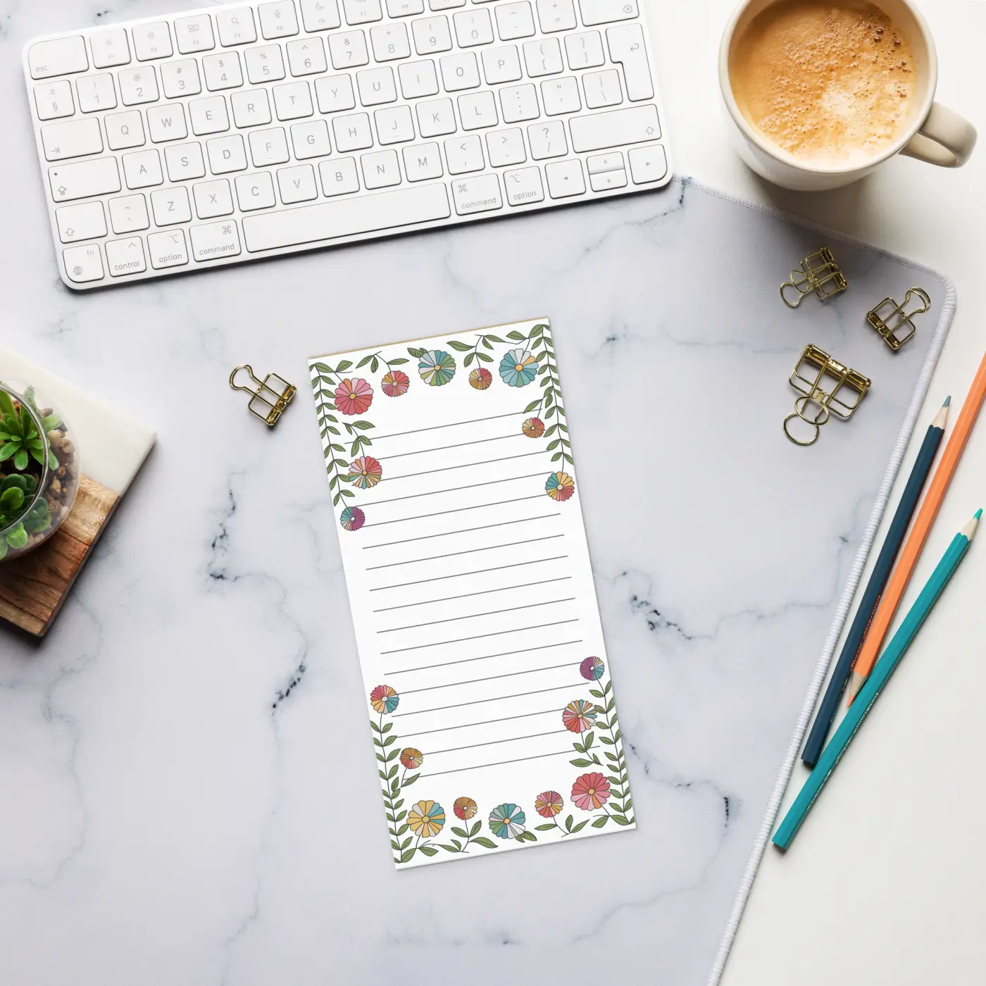 Floral Style Notepad – Eco Friendly 6x8 Office - Dipaliz