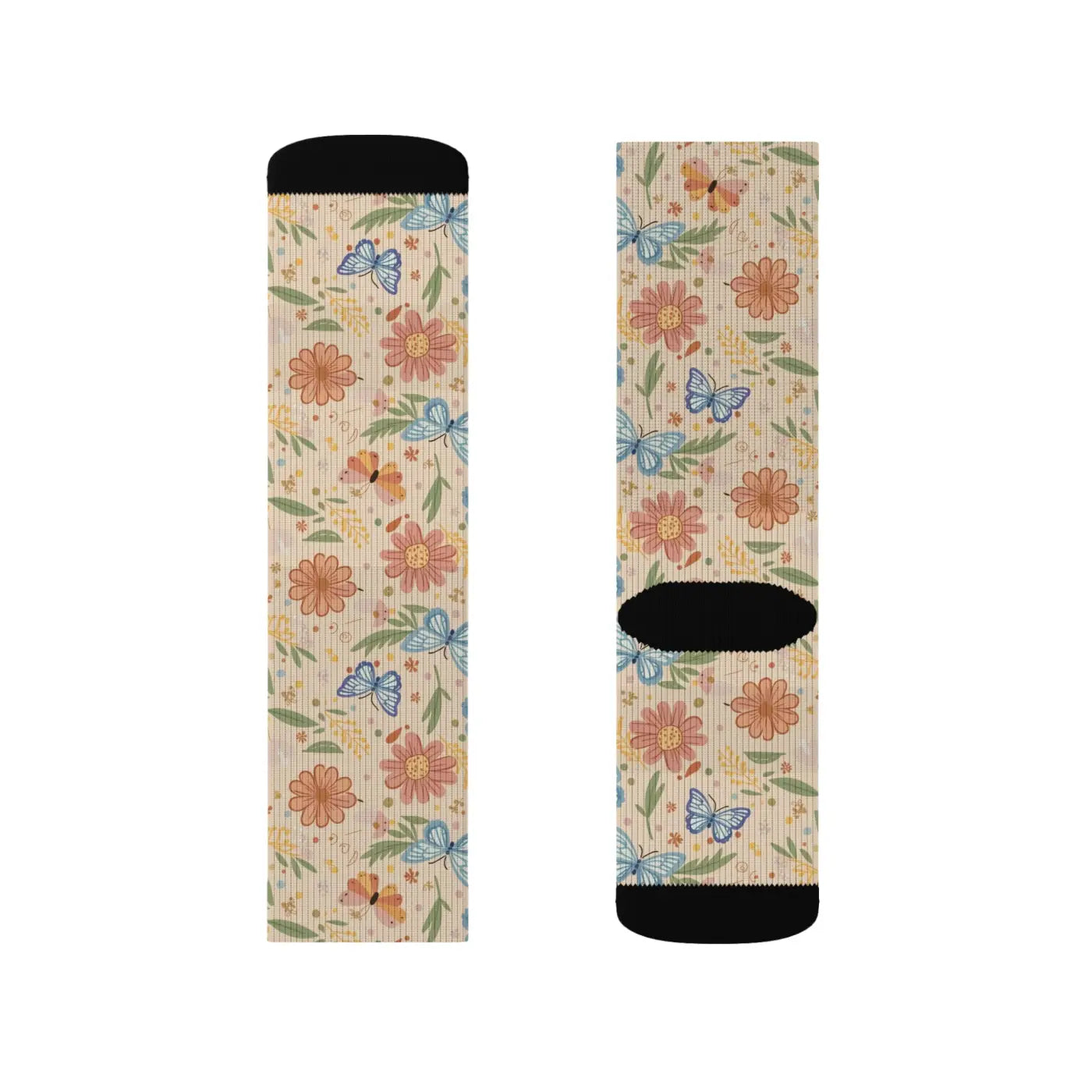 Flowers and Butterflies Sublimated Socks - Eco-friendly - Dipaliz