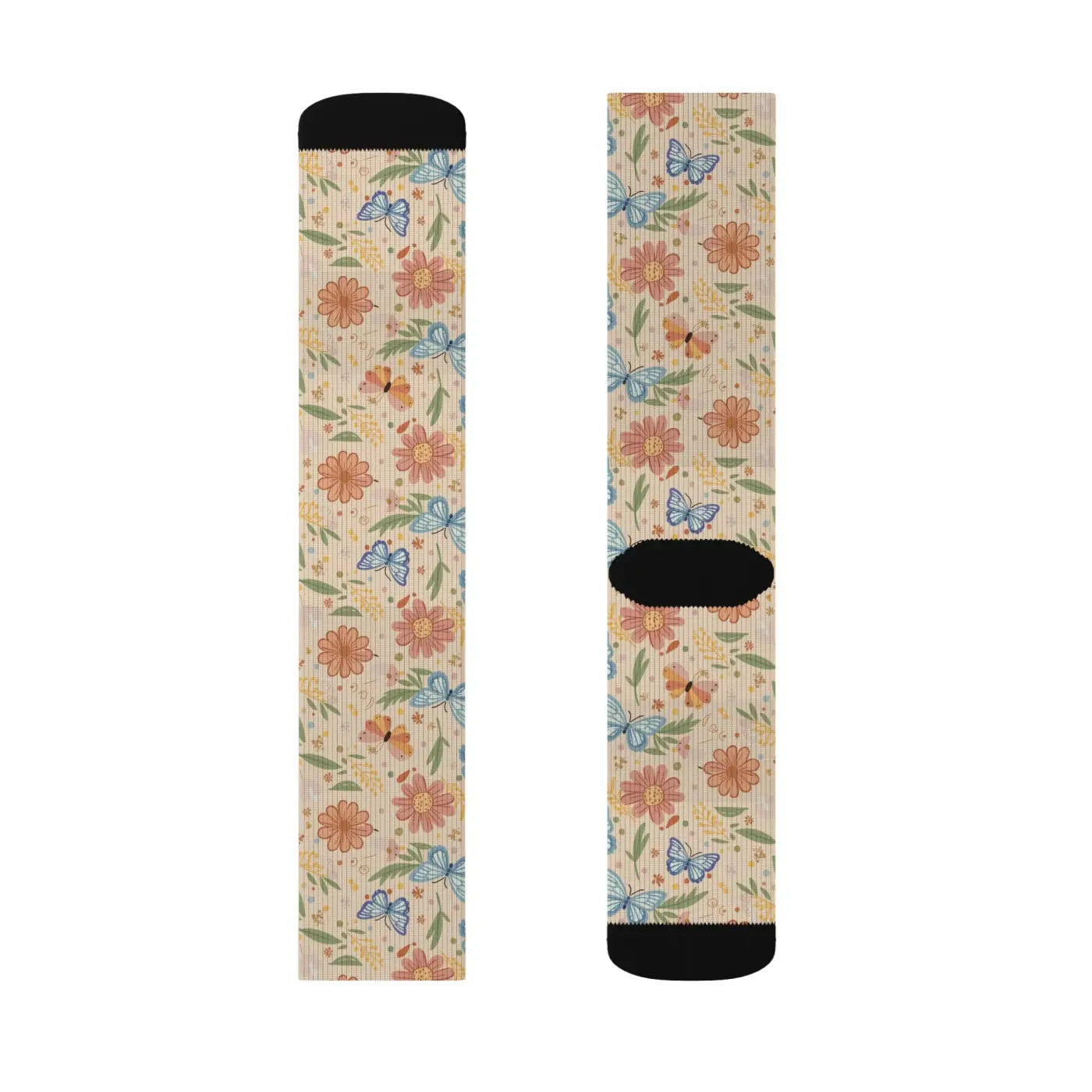 Flowers and Butterflies Sublimated Socks - Eco-friendly - Dipaliz