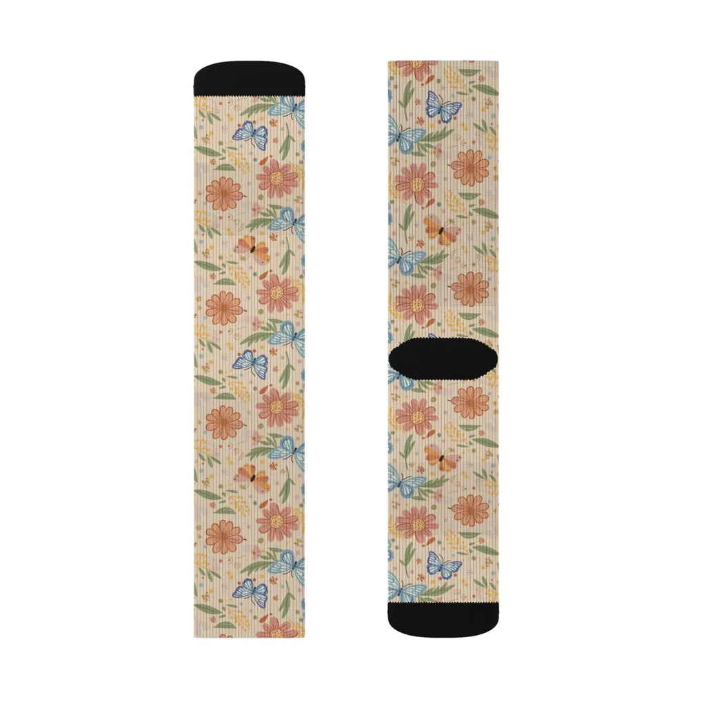 Flowers and Butterflies Sublimated Socks - Eco-friendly - Dipaliz