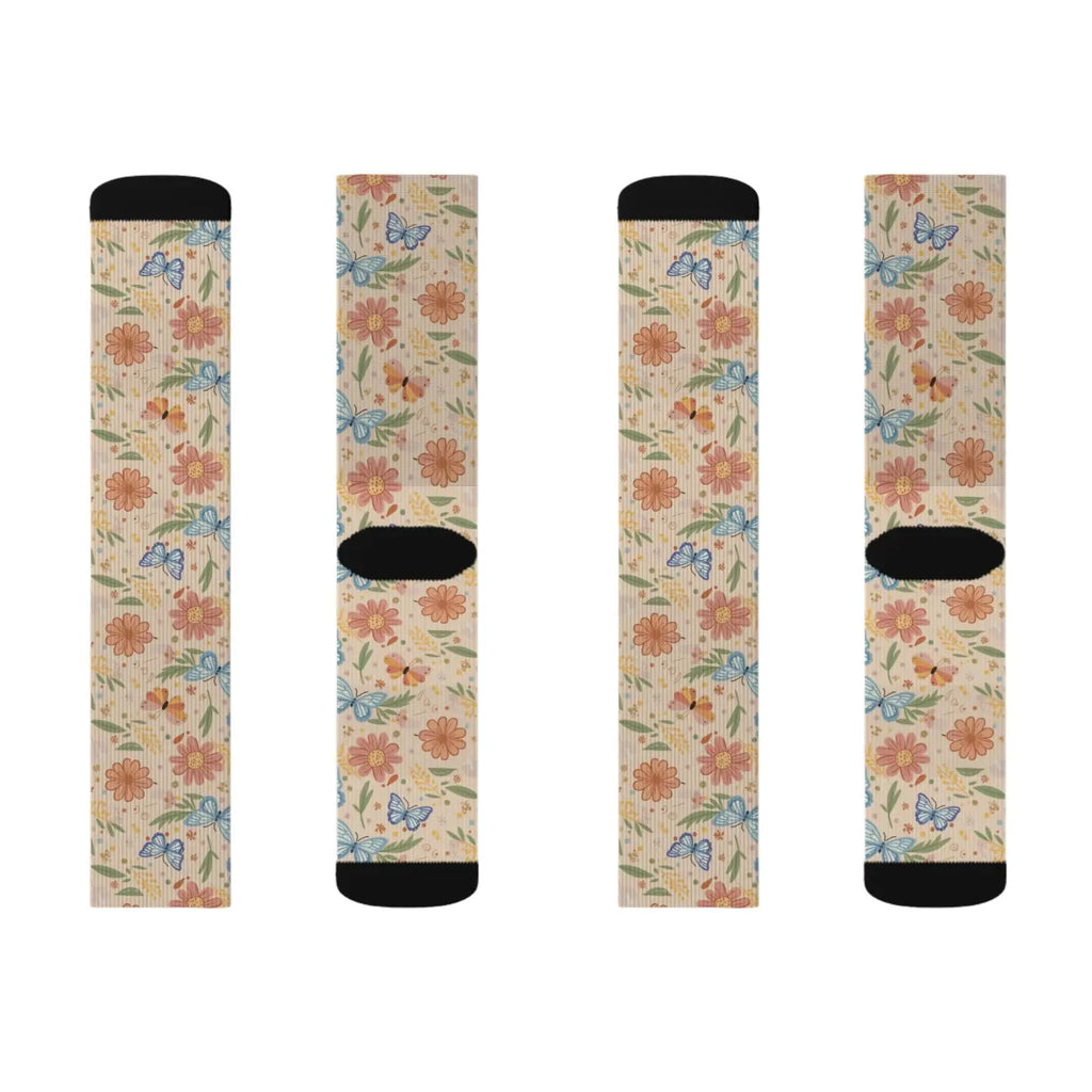 Flowers and Butterflies Sublimated Socks - Eco-friendly - Dipaliz