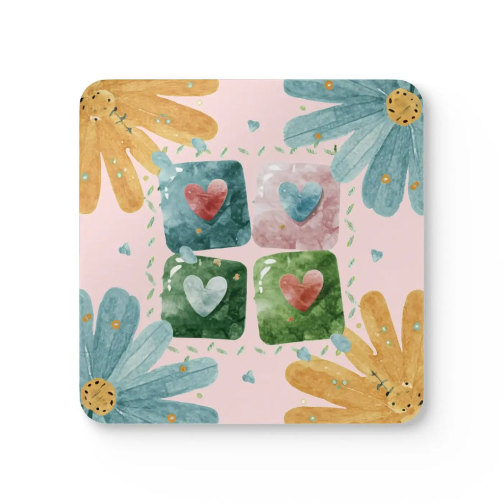 Hearts Corkwood Coaster Set – Eco-friendly Gift - Dipaliz