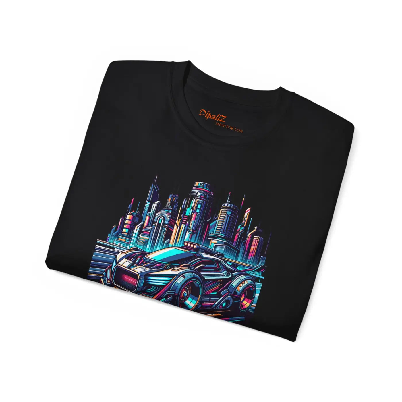 Car in Futuristic City Cotton Tee – Eco-friendly - Dipaliz