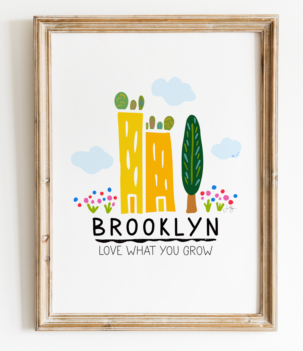 "Green Cities" (Brooklyn) Colorful Eco-Art Print 5x7"