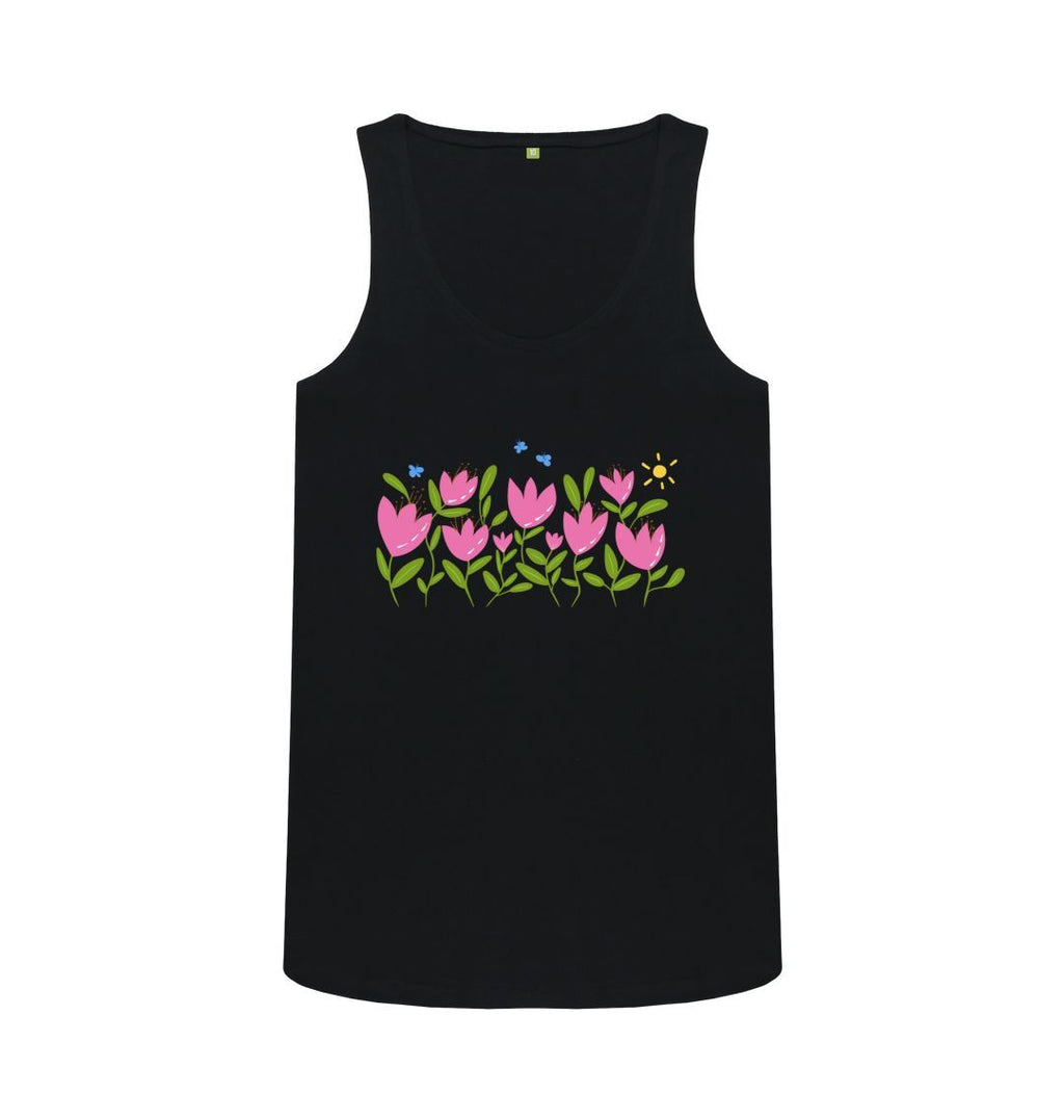 Breezy Tulips w Butterflies Scoop Tank T-Shirt (Adult)