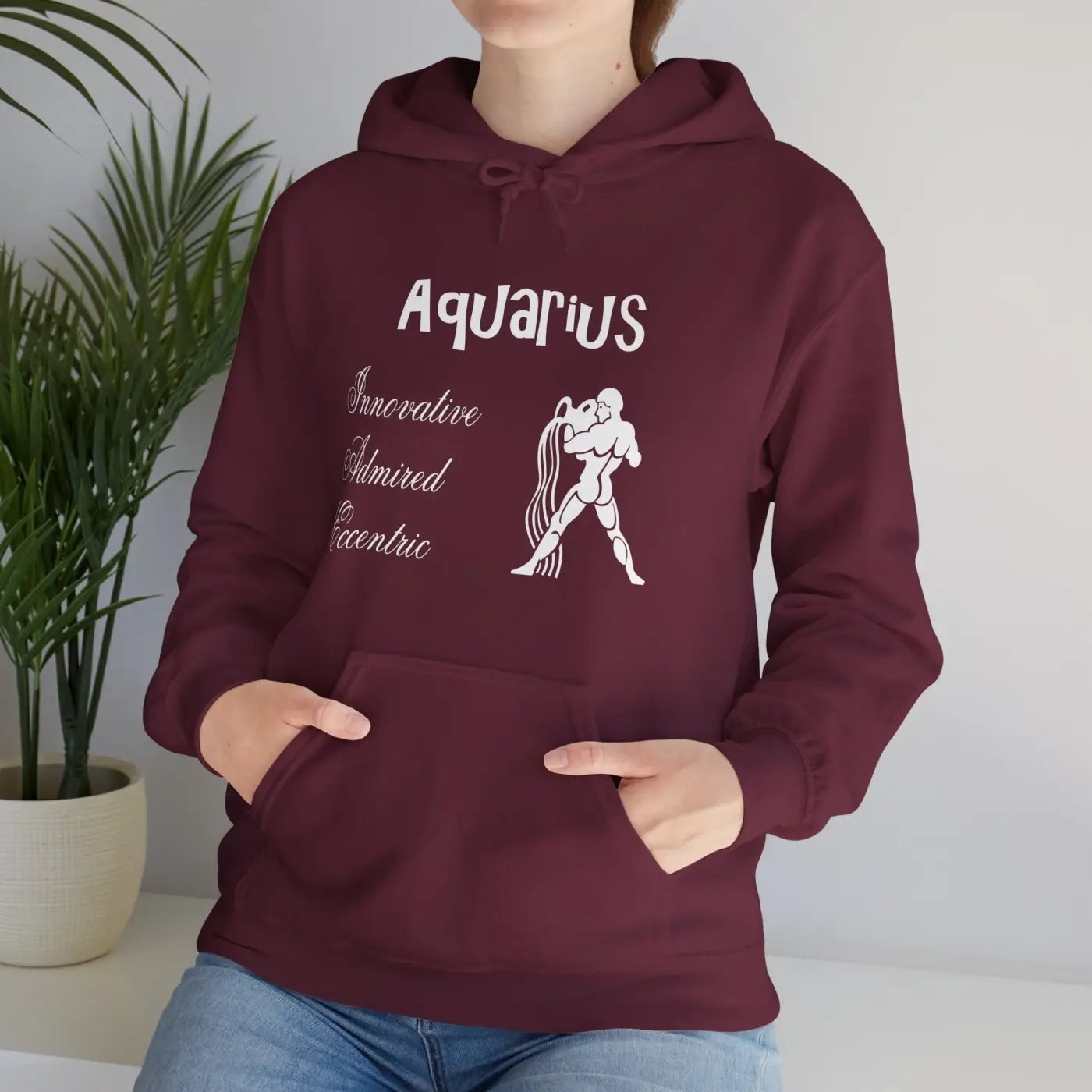 Aquarius Zodiac Sign Hooded Sweatshirt – Eco-friendly - Dipaliz