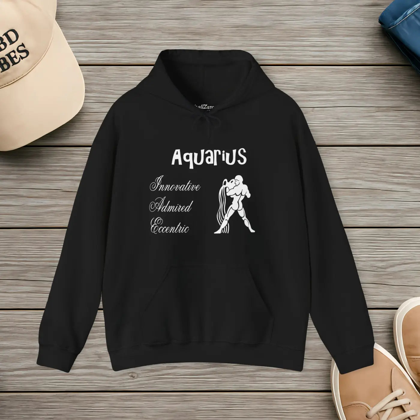 Aquarius Zodiac Sign Hooded Sweatshirt – Eco-friendly - Dipaliz