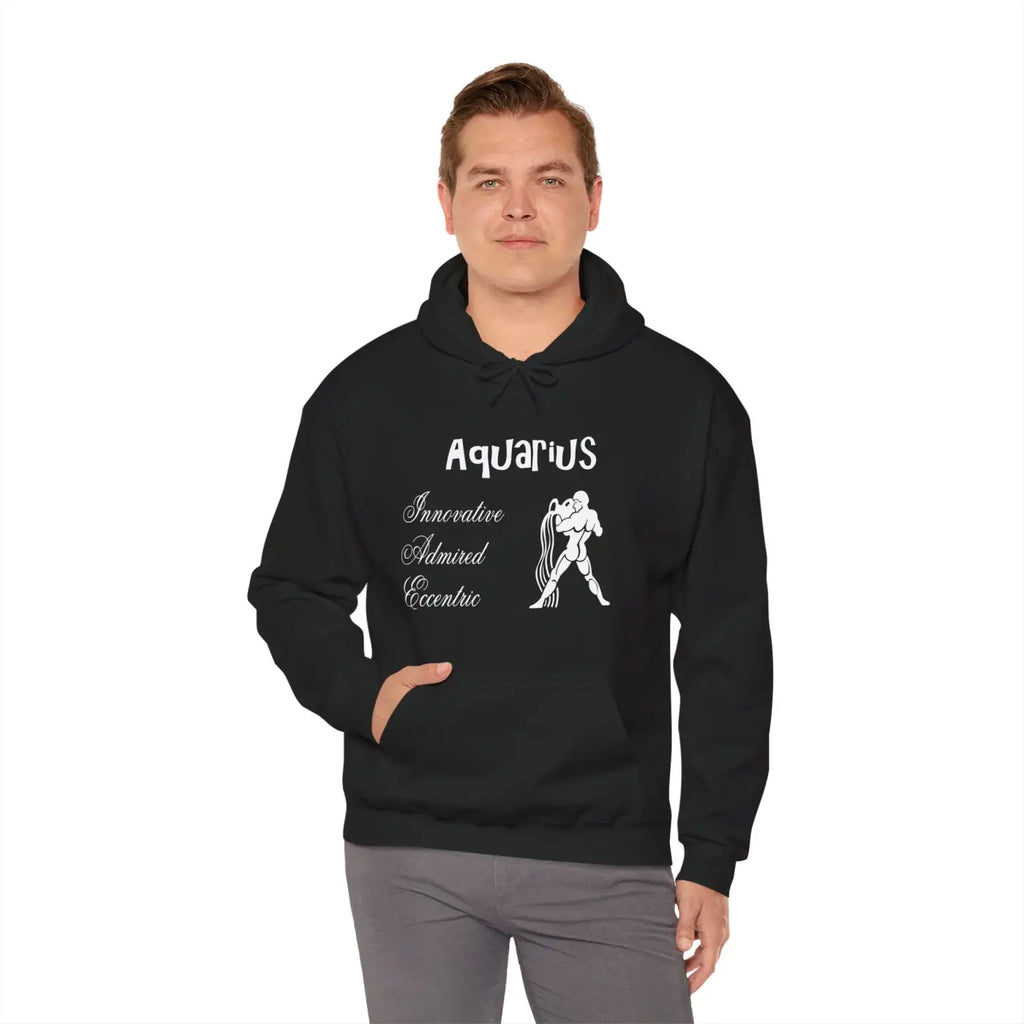 Aquarius Zodiac Sign Hooded Sweatshirt – Eco-friendly - Dipaliz