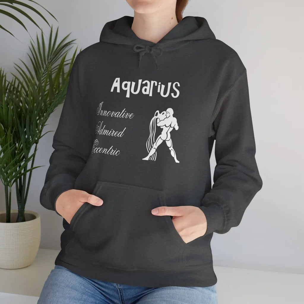 Aquarius Zodiac Sign Hooded Sweatshirt – Eco-friendly - Dipaliz