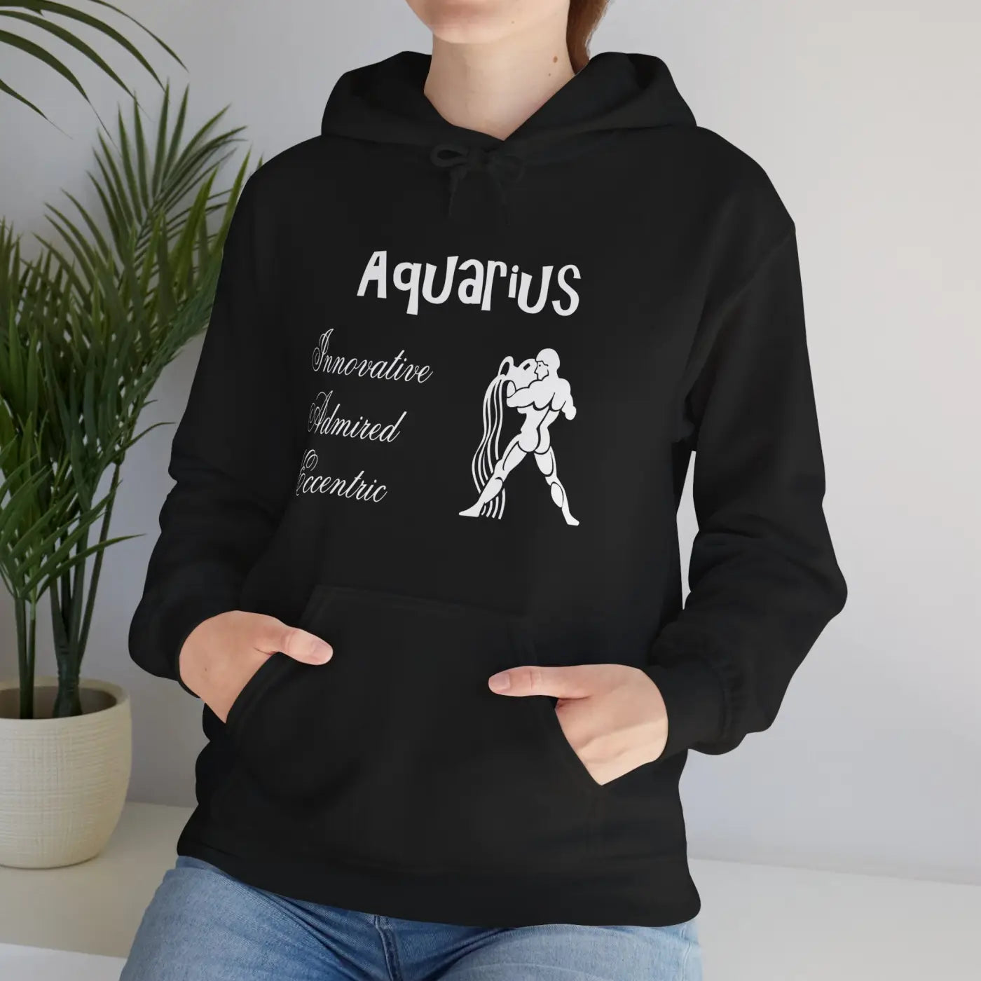 Aquarius Zodiac Sign Hooded Sweatshirt – Eco-friendly - Dipaliz