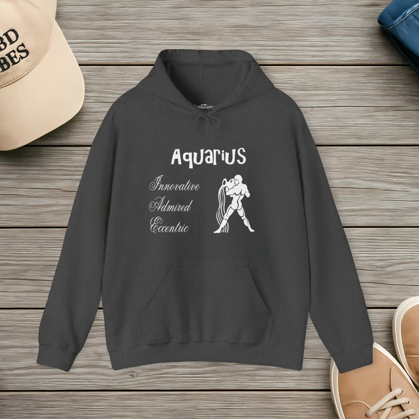 Aquarius Zodiac Sign Hooded Sweatshirt – Eco-friendly - Dipaliz