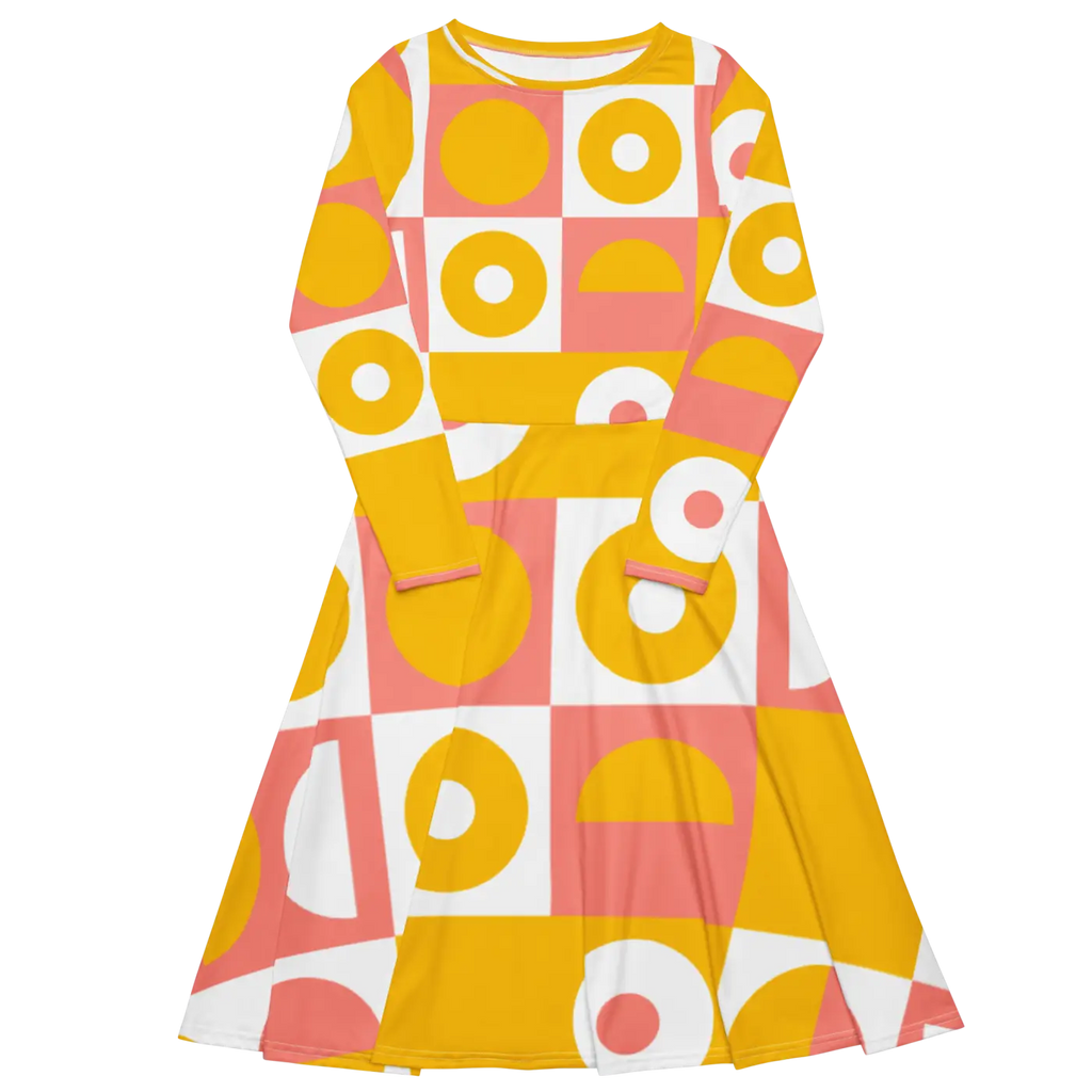 Abstract Orange Midi Dress – Eco-friendly Knit - Dipaliz
