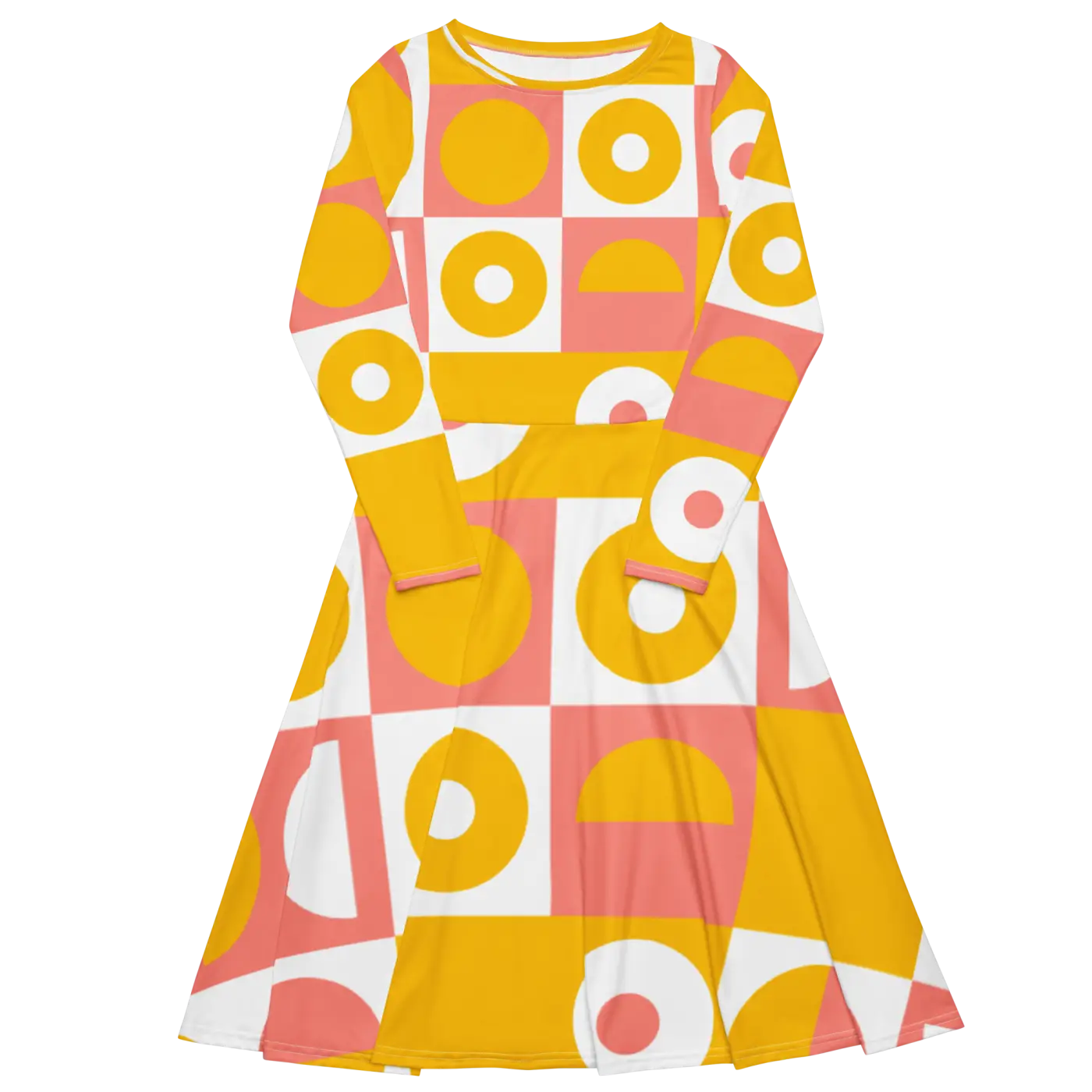 Abstract Orange Midi Dress – Eco-friendly Knit - Dipaliz