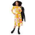 Abstract Orange Midi Dress – Eco-friendly Knit - Dipaliz