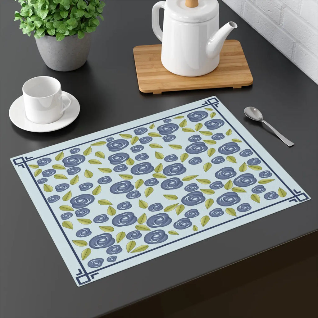 Blue Roses Cotton Placemat – Eco-friendly Gift - Dipaliz