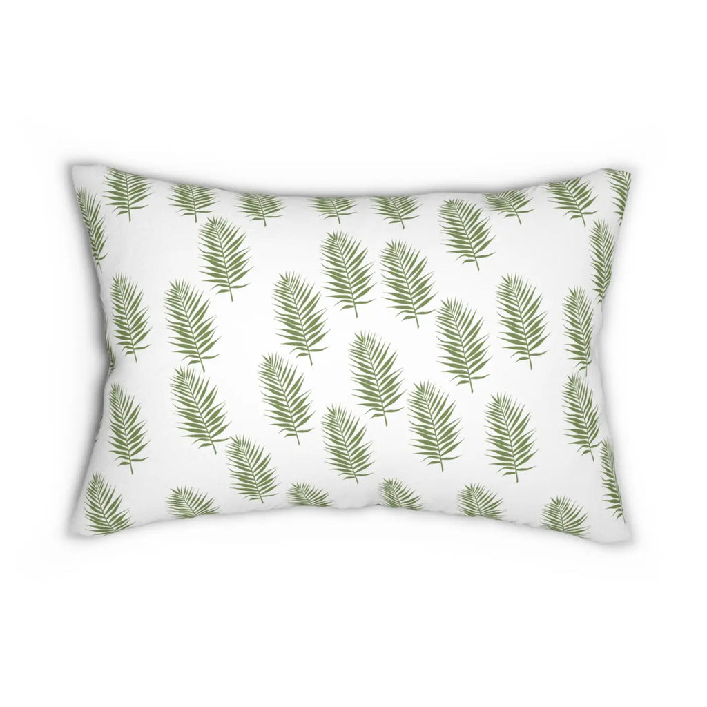 Green Leaves Polyester Lumbar Pillow – Eco Friendly - Dipaliz
