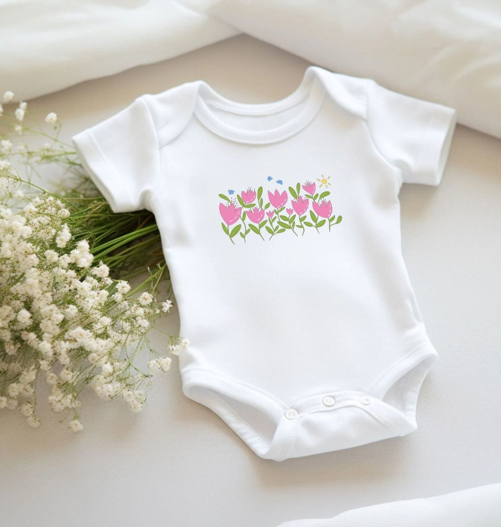 Breezy Tulips Organic Onesie - White (Grow & Bloom)