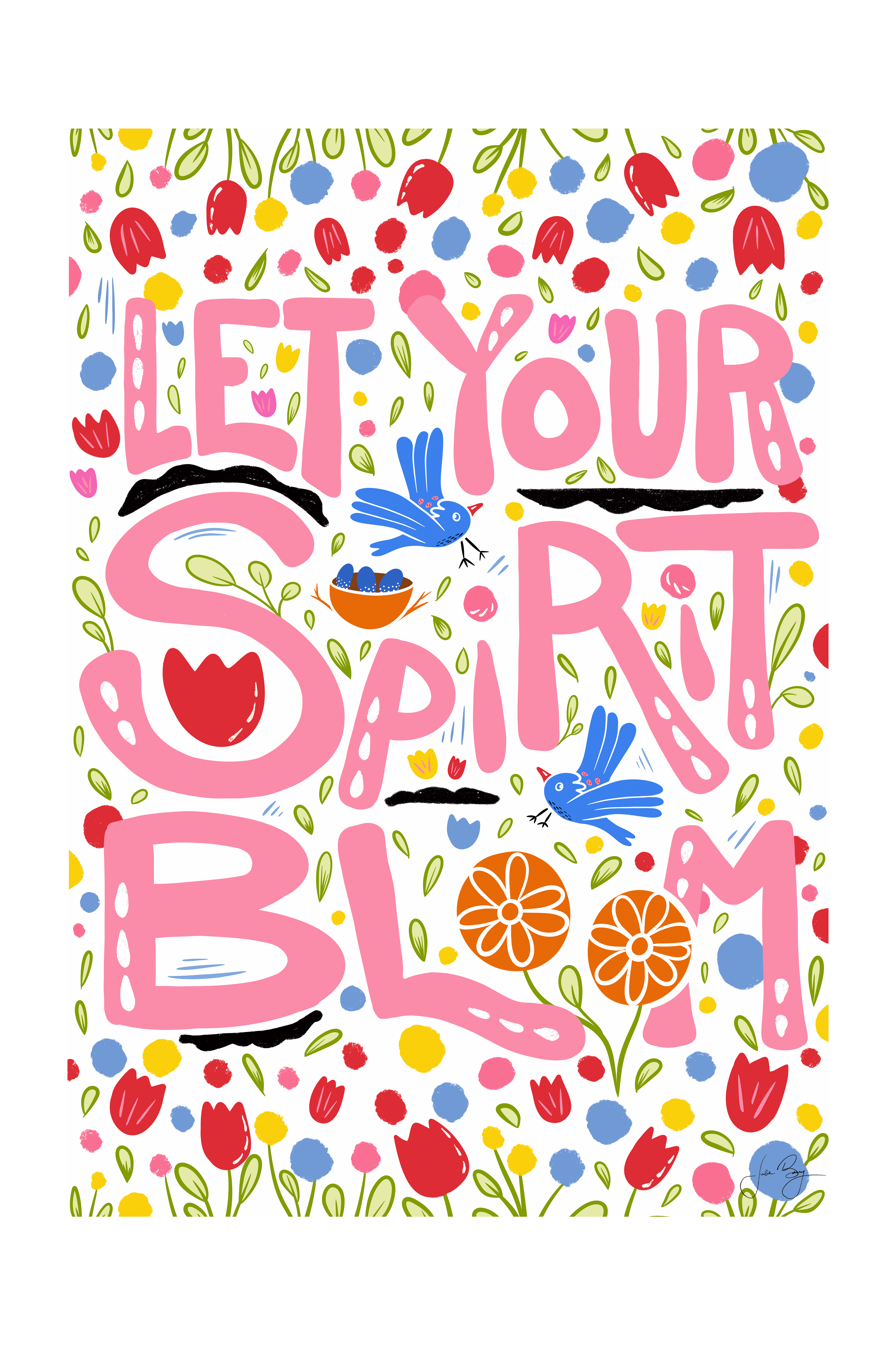 "Let Your Spirit Bloom" Meditative Eco-Art Print 12x18"
