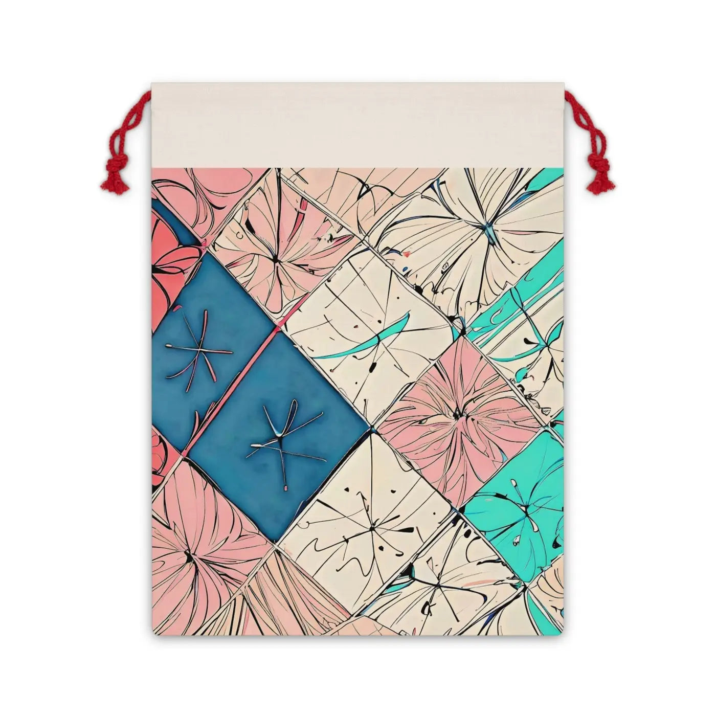 Pink Square Pattern Linen Bag – Eco Friendly - Dipaliz