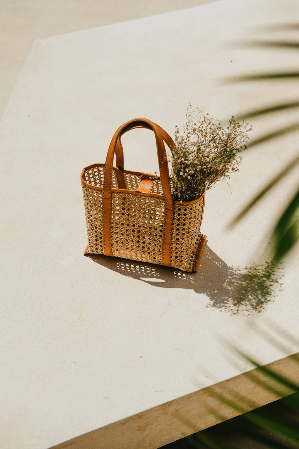 Pink Haley Magnolia Handmade Cane Woven and Leather Tote