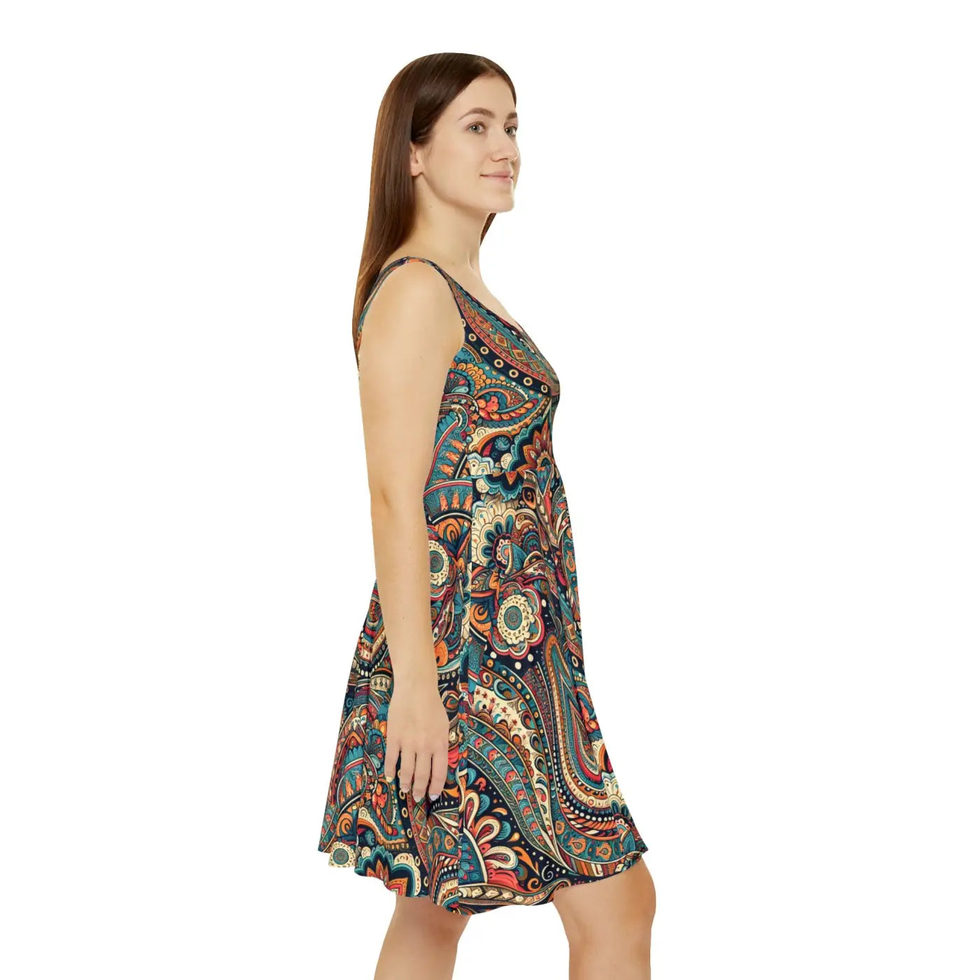 Paisley Pattern Skater Dress – Eco Friendly - Dipaliz
