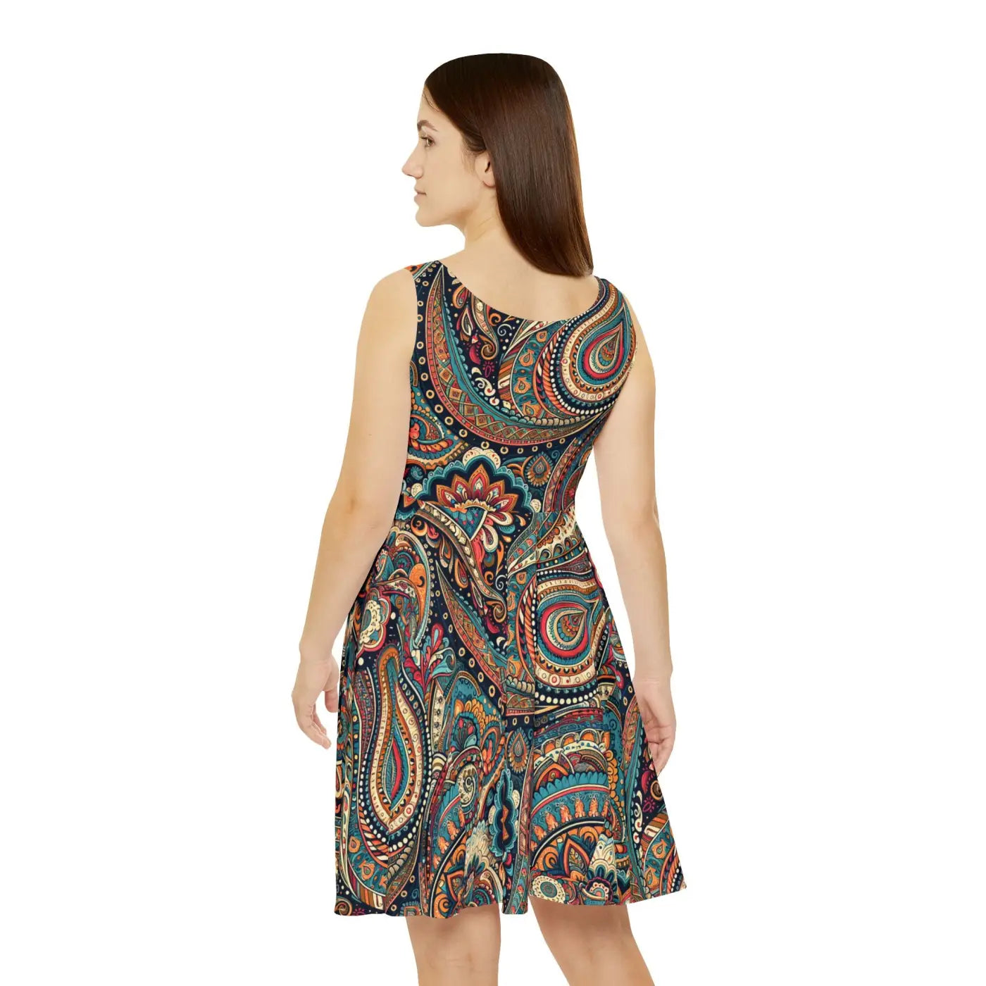 Paisley Pattern Skater Dress – Eco Friendly - Dipaliz