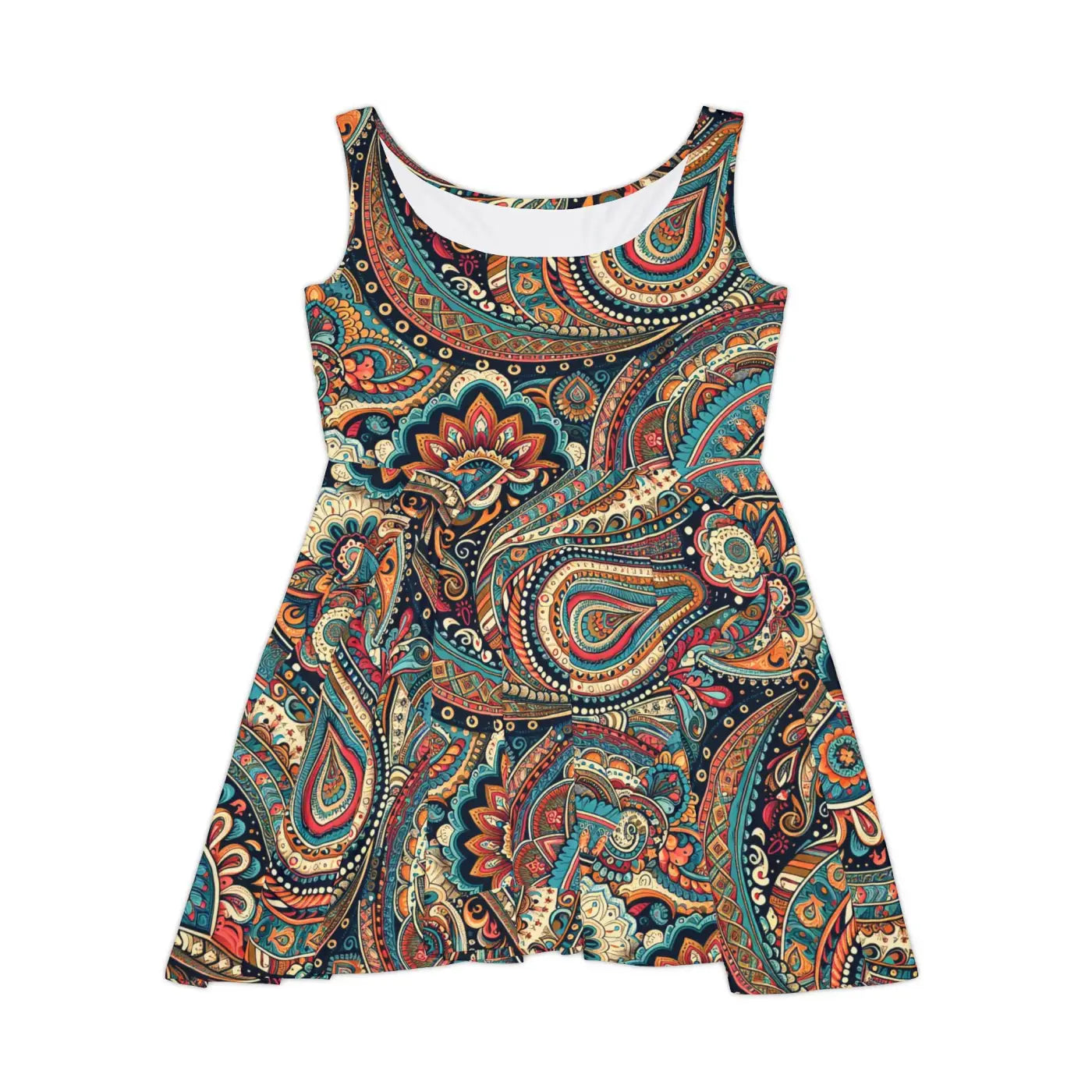 Paisley Pattern Skater Dress – Eco Friendly - Dipaliz