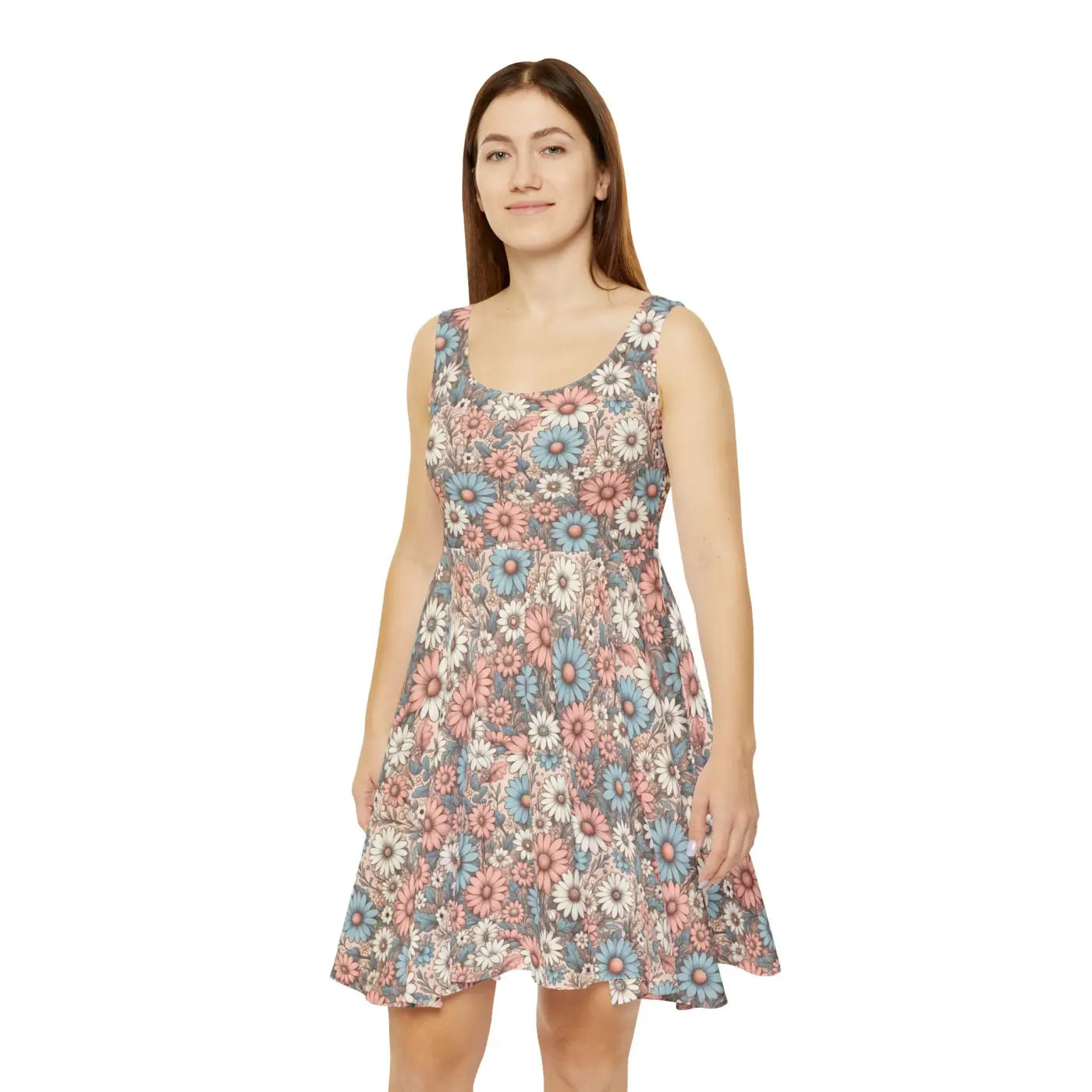 Pastel Floral Skater Dress – Eco Friendly – Dipaliz