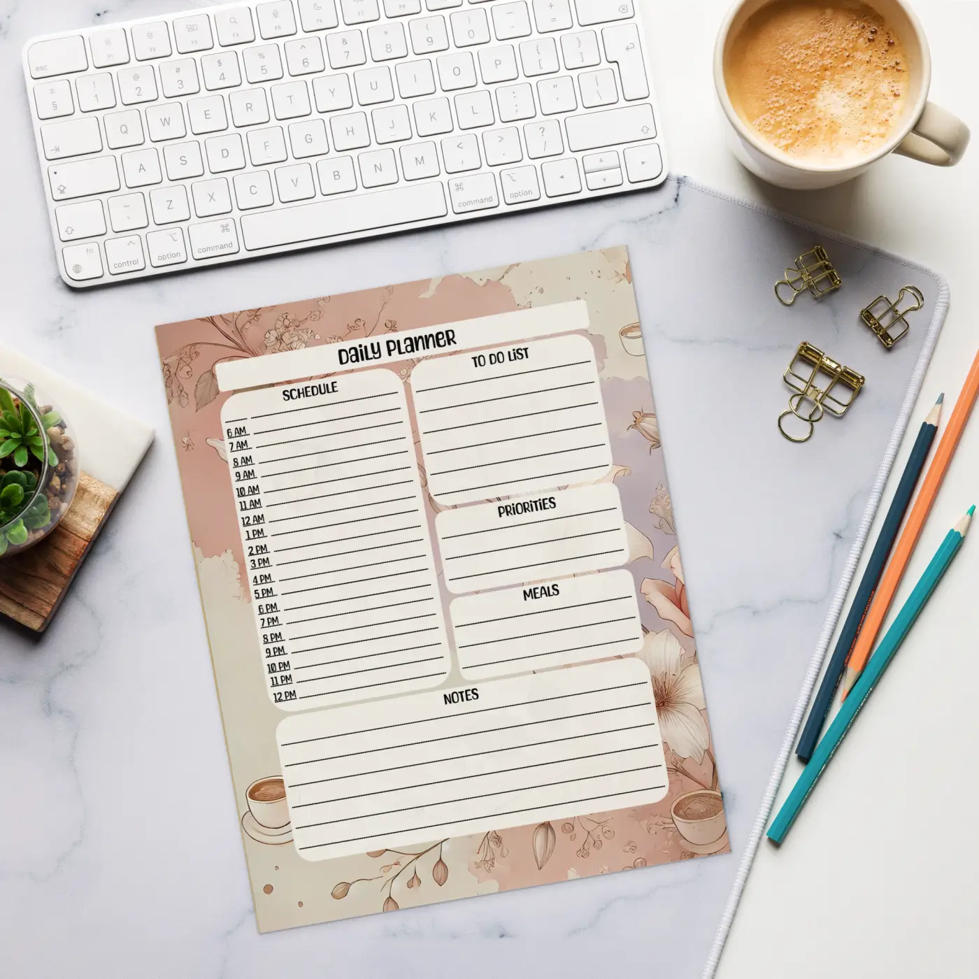Florals Daily Planner – Eco Friendly Notepad - Dipaliz