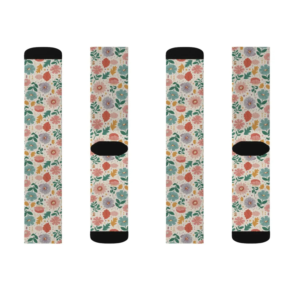 Pastel Flowers Socks – Eco-friendly Women’s Clothing - Dipaliz