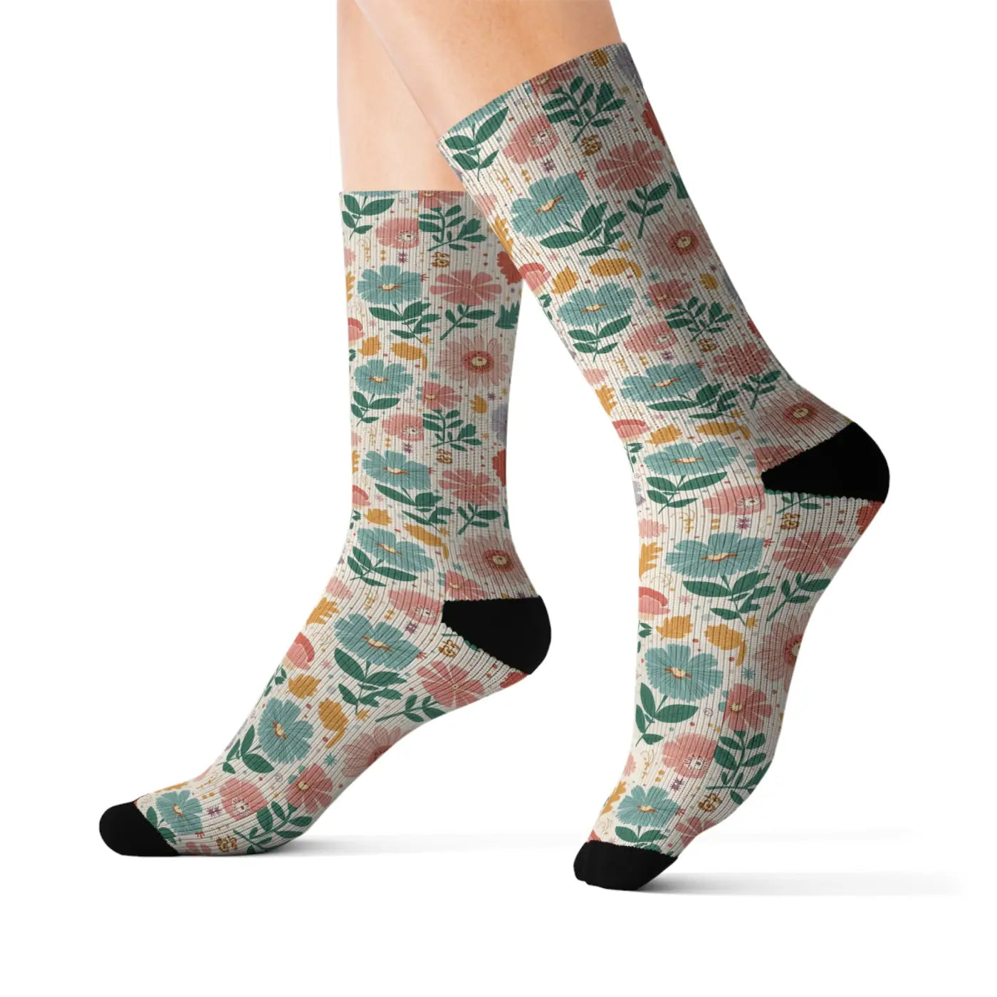 Pastel Flowers Socks – Eco-friendly Women’s Clothing - Dipaliz