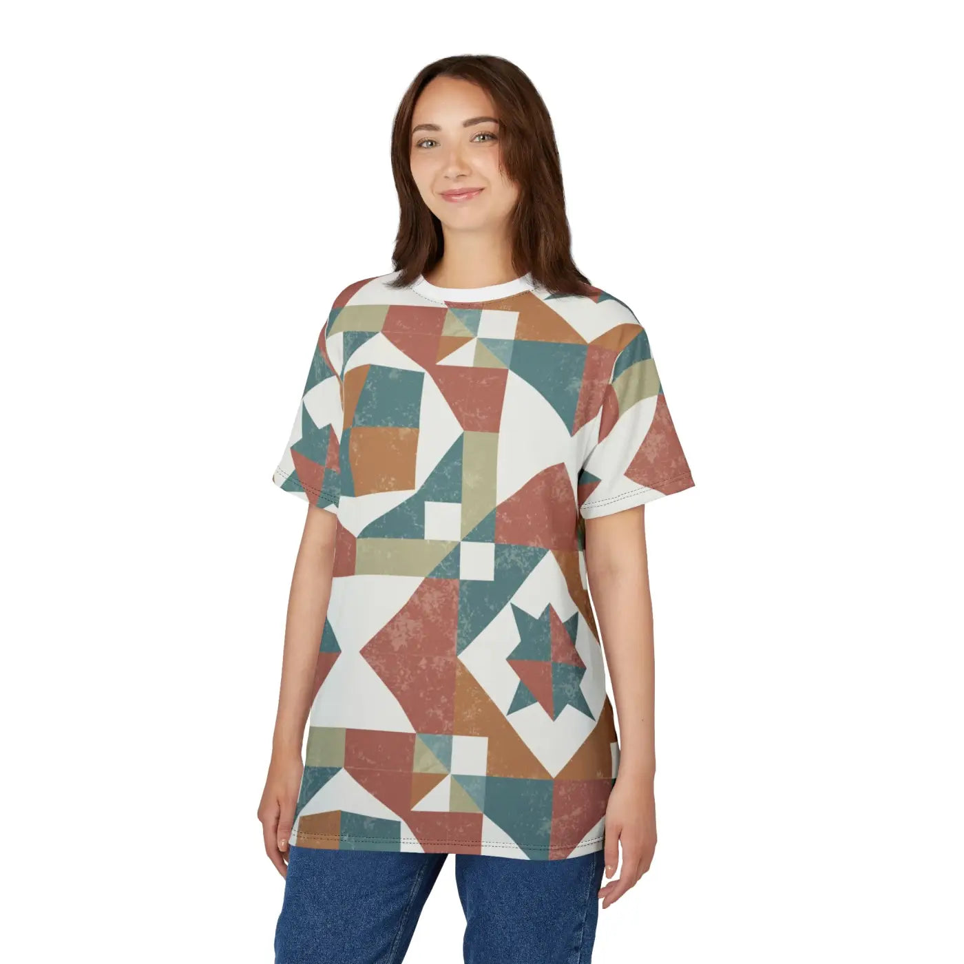 Pastel Geometric Pattern Tee – Eco-friendly - Dipaliz