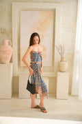 Pink Haley Beach Hand Dyed Sarong in Retro Blue