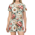White Flowers T-shirt Dress – Eco-friendly - Dipaliz