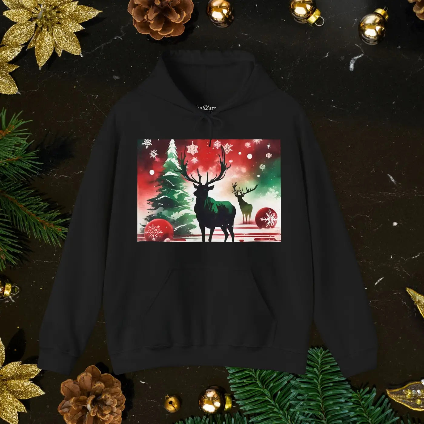 Rudolf Reindeer Hooded Sweatshirt – Eco-friendly - Dipaliz