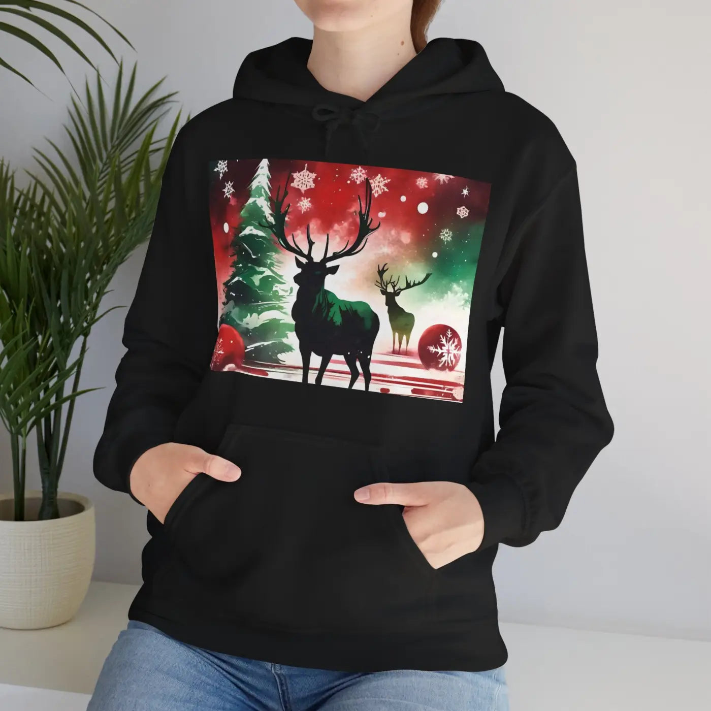 Rudolf Reindeer Hooded Sweatshirt – Eco-friendly - Dipaliz